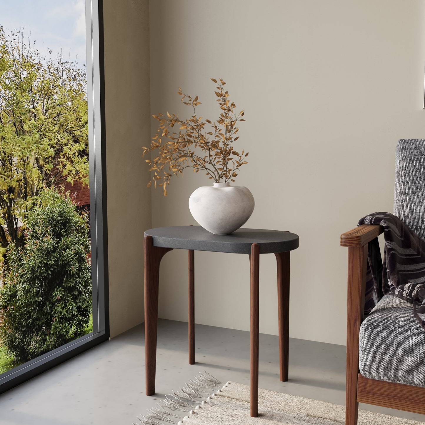 MILO Oval Concrete Side Table // RUNDEN Collection