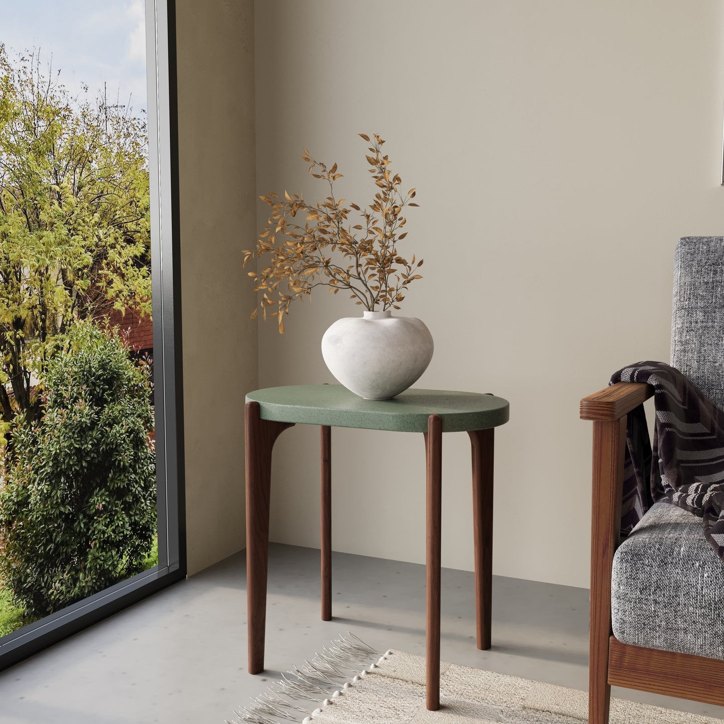 MILO Oval Concrete Side Table // RUNDEN Collection