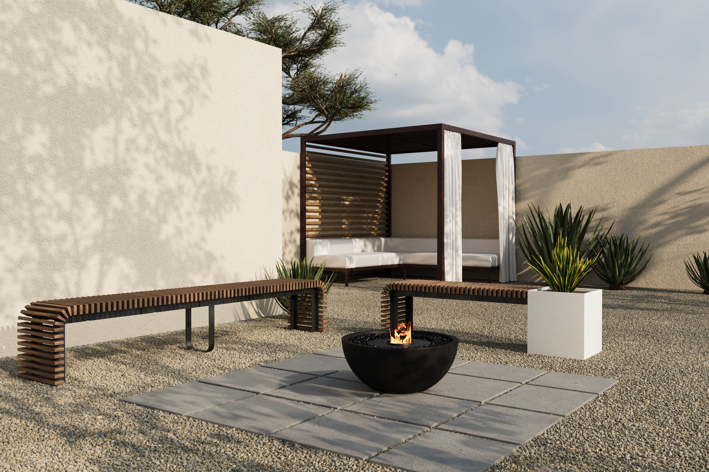 FLORA Outdoor Modular Bench with Planter // TEIL Collection