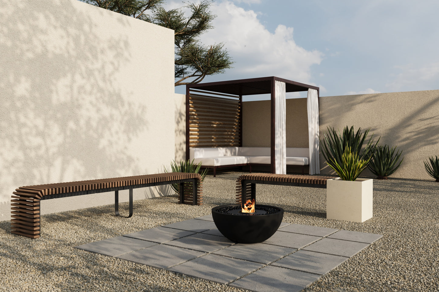 FLORA Outdoor Modular Bench with Planter // TEIL Collection