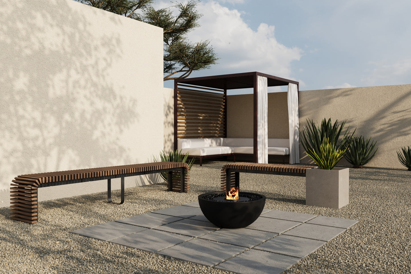 FLORA Outdoor Modular Bench with Planter // TEIL Collection
