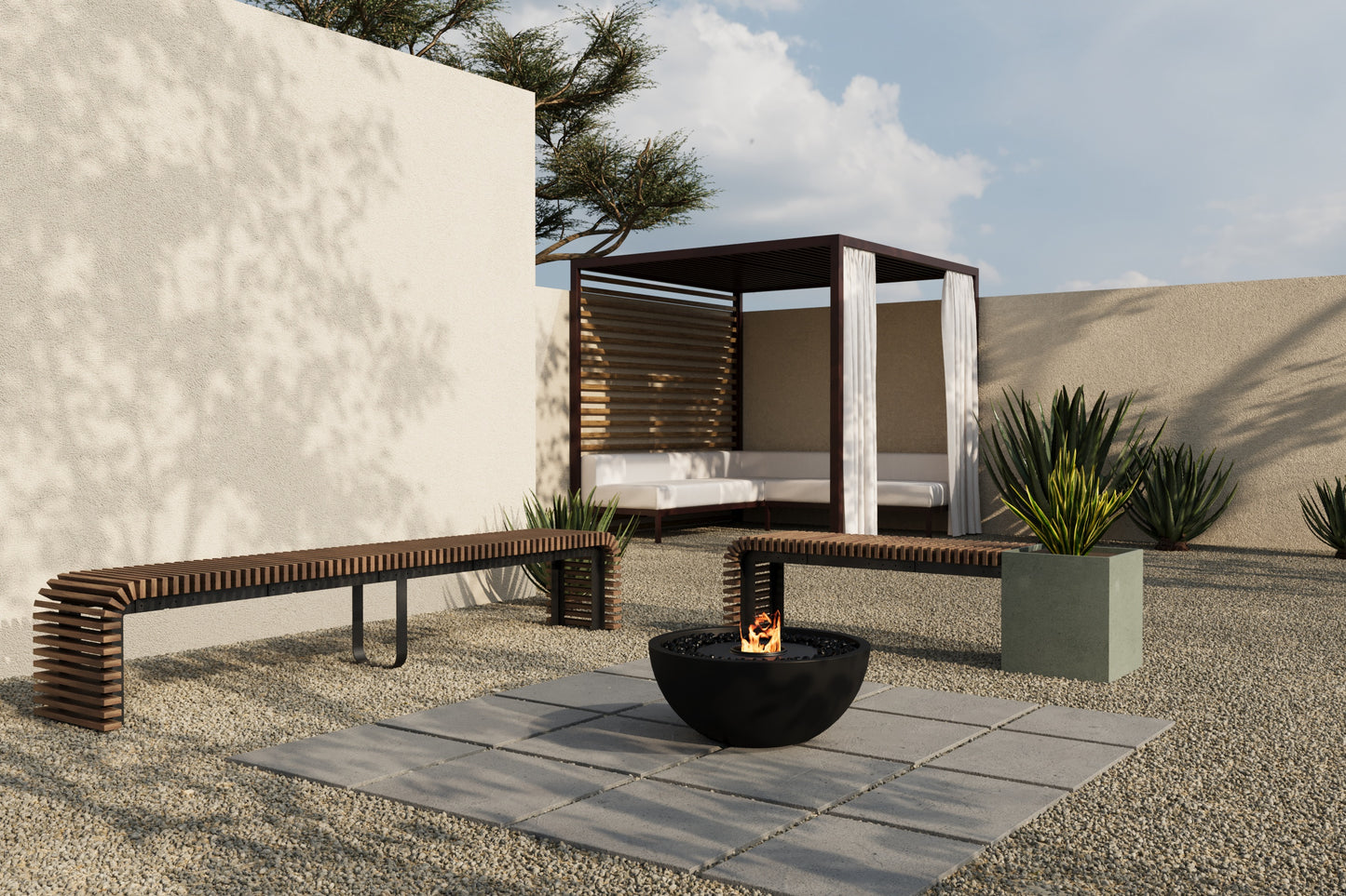 FLORA Outdoor Modular Bench with Planter // TEIL Collection