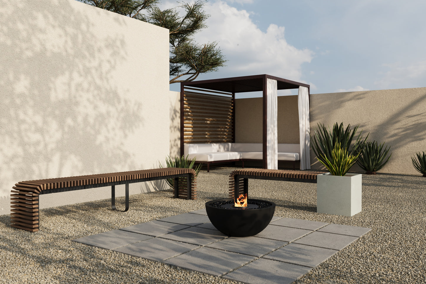FLORA Outdoor Modular Bench with Planter // TEIL Collection