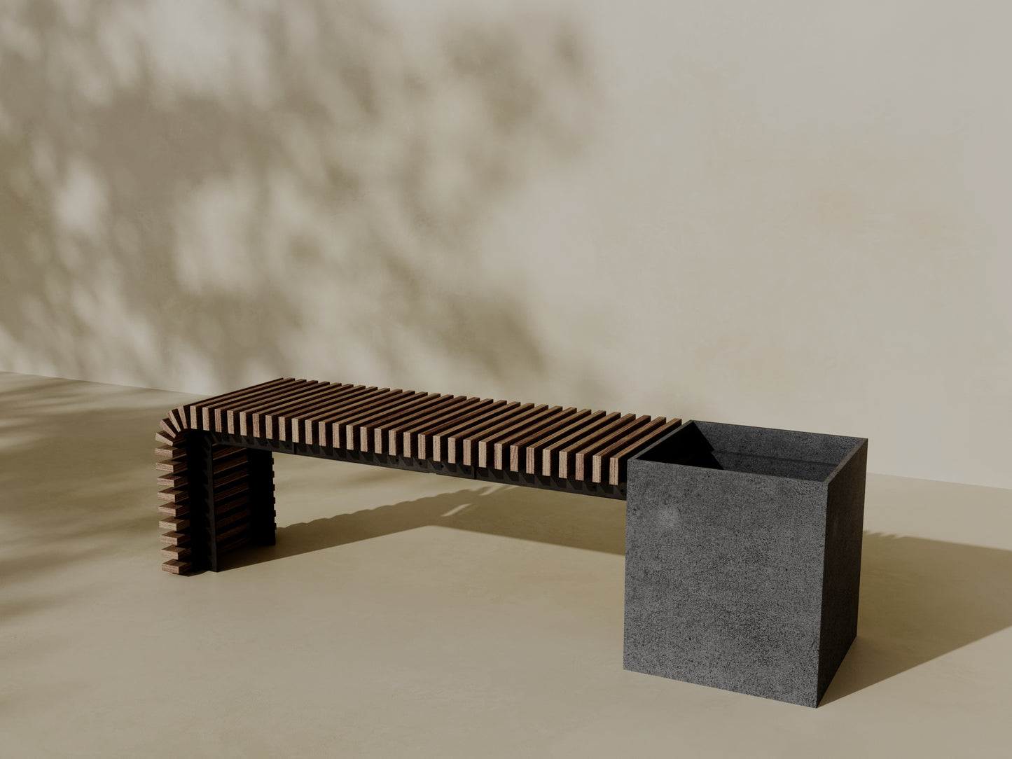 FLORA Outdoor Modular Bench with Planter // TEIL Collection