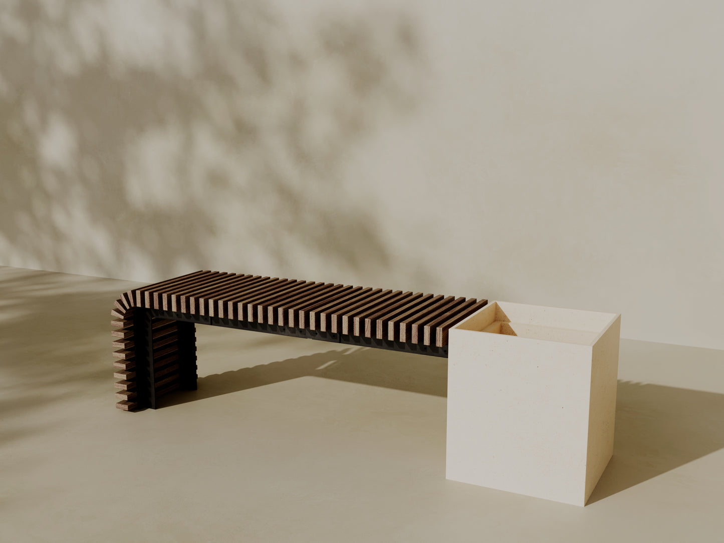 FLORA Outdoor Modular Bench with Planter // TEIL Collection