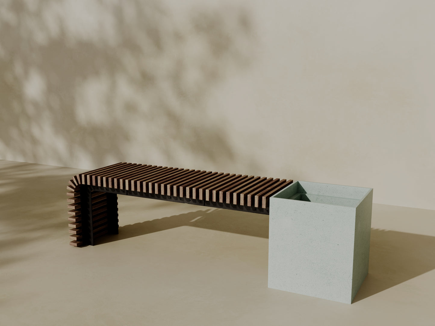 FLORA Outdoor Modular Bench with Planter // TEIL Collection