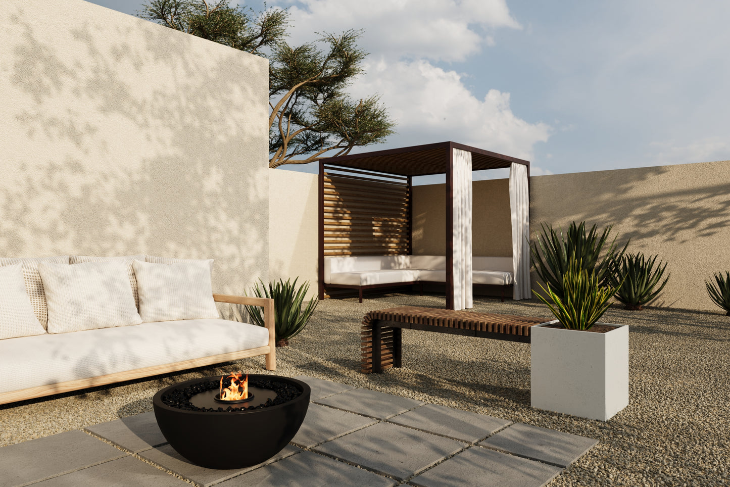FLORA Outdoor Modular Bench with Planter // TEIL Collection