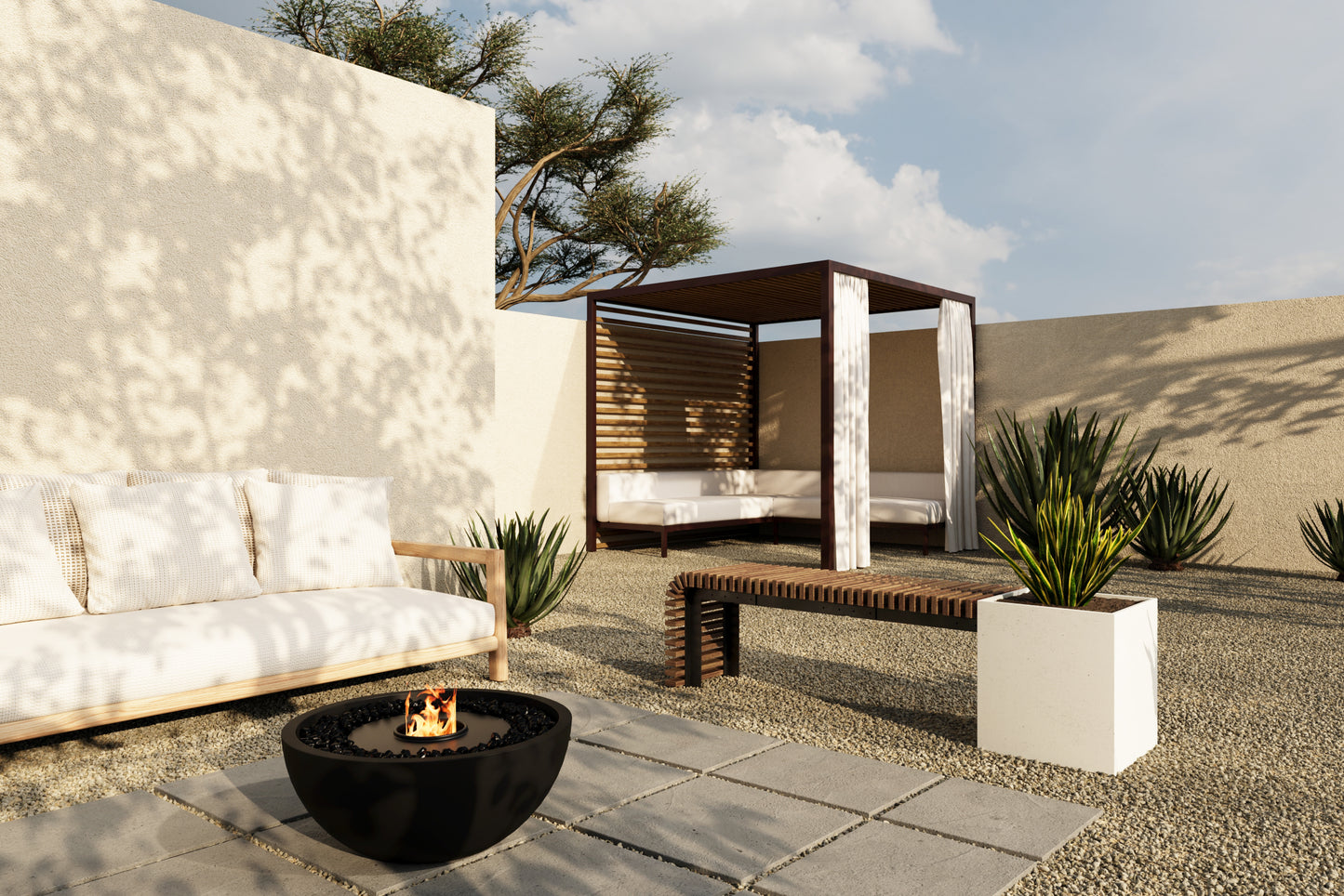 FLORA Outdoor Modular Bench with Planter // TEIL Collection