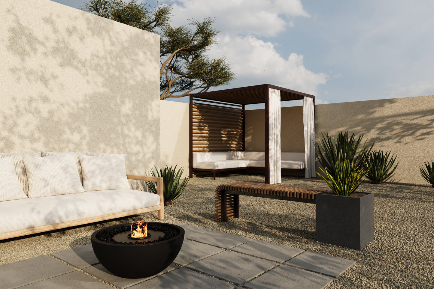 FLORA Outdoor Modular Bench with Planter // TEIL Collection