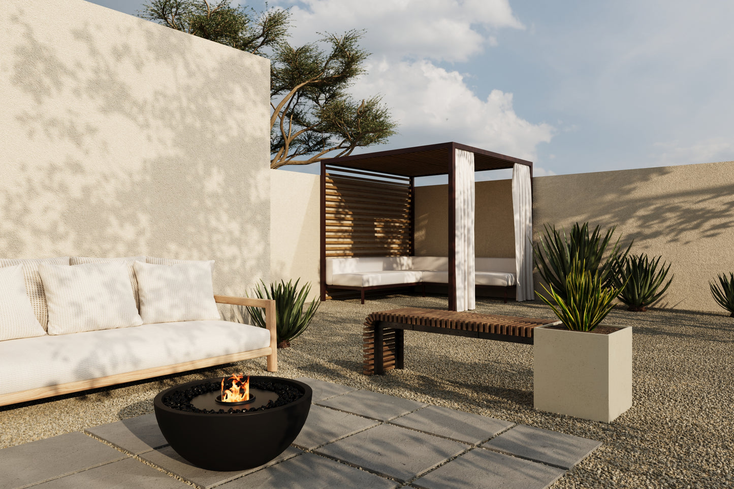 FLORA Outdoor Modular Bench with Planter // TEIL Collection