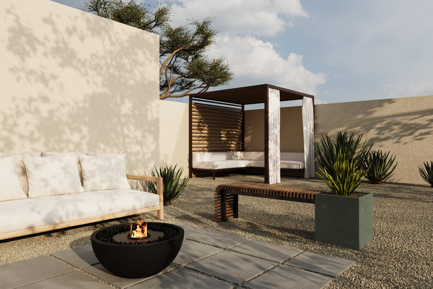 FLORA Outdoor Modular Bench with Planter // TEIL Collection