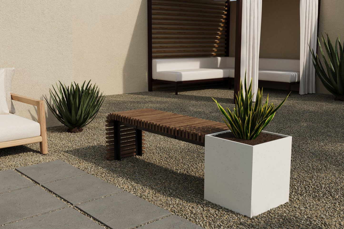 FLORA Outdoor Modular Bench with Planter // TEIL Collection