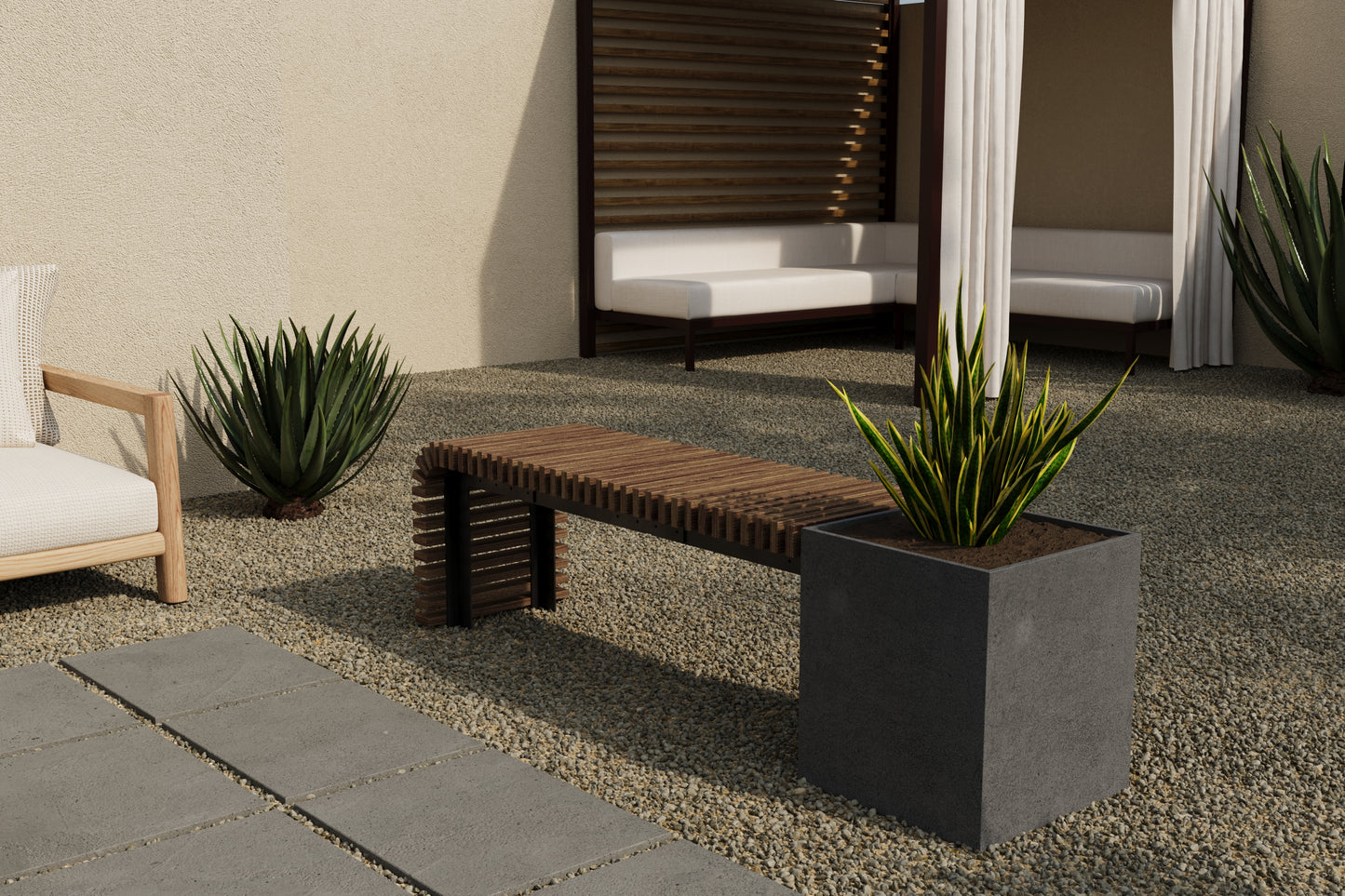 FLORA Outdoor Modular Bench with Planter // TEIL Collection