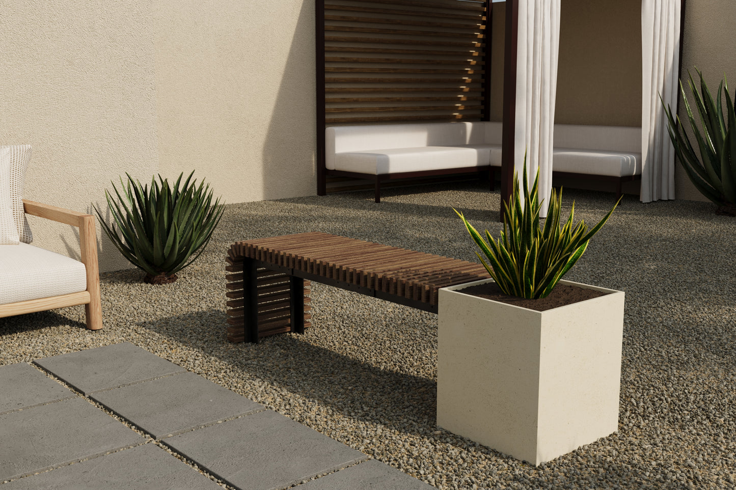 FLORA Outdoor Modular Bench with Planter // TEIL Collection