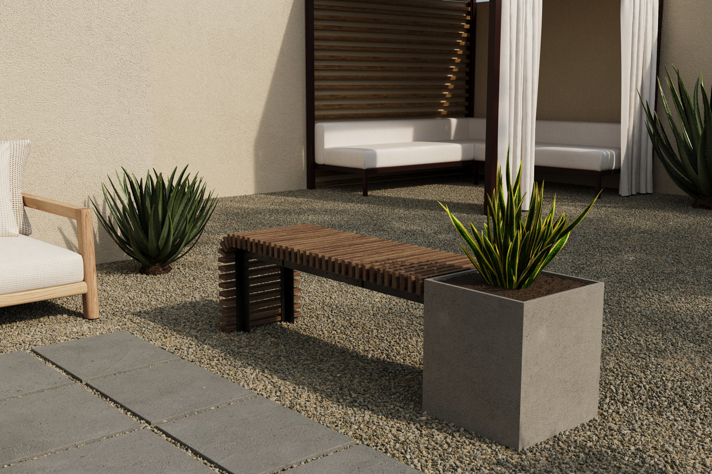 FLORA Outdoor Modular Bench with Planter // TEIL Collection