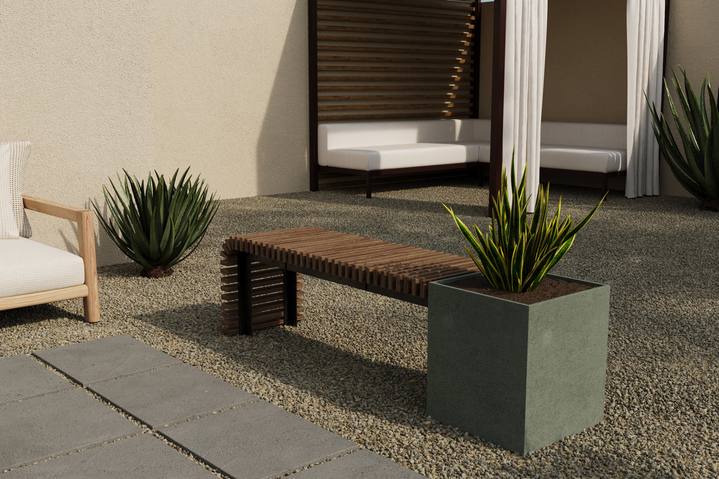 FLORA Outdoor Modular Bench with Planter // TEIL Collection