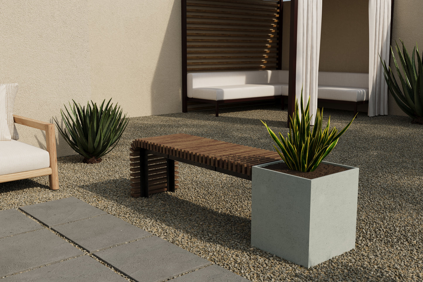 FLORA Outdoor Modular Bench with Planter // TEIL Collection