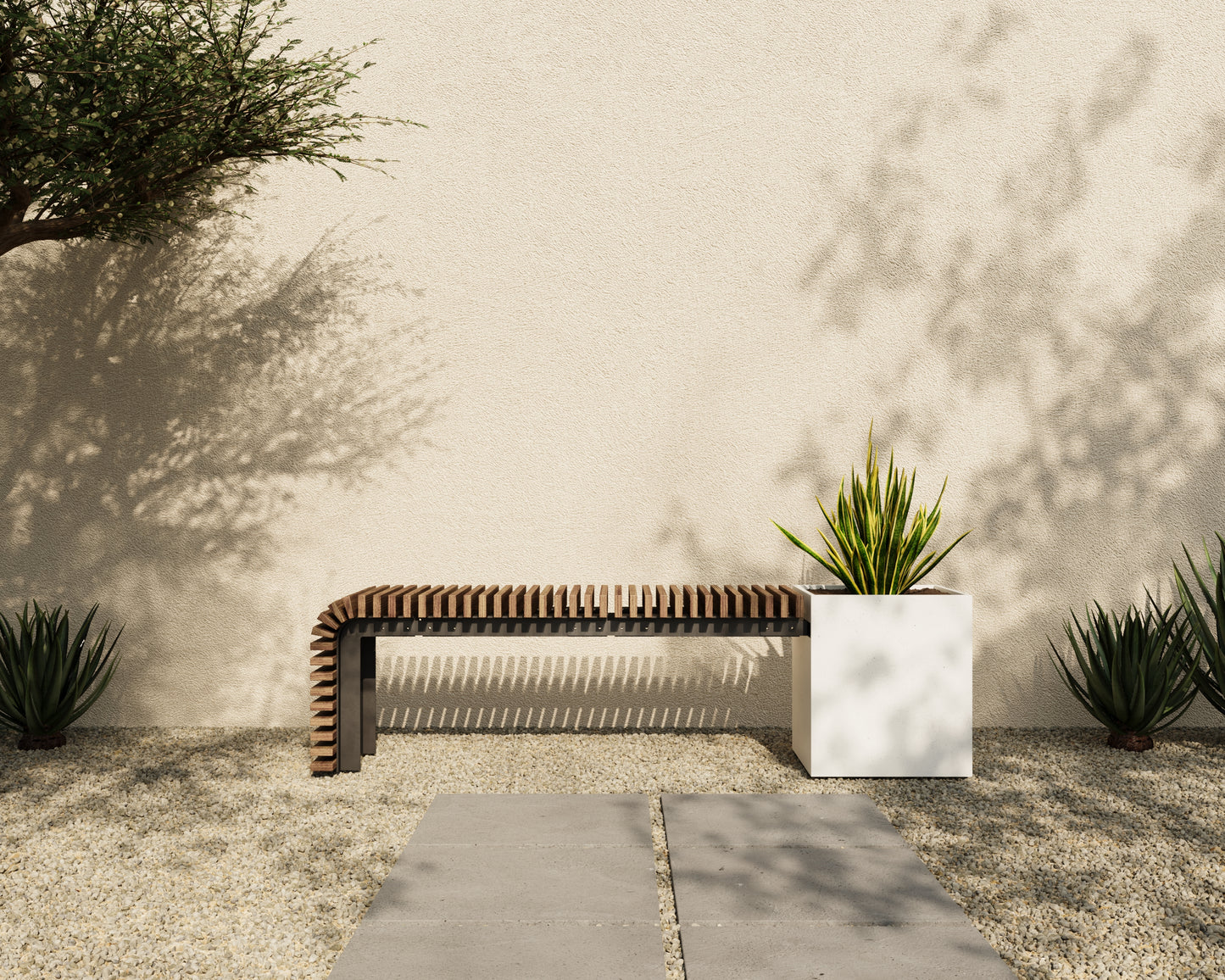 FLORA Outdoor Modular Bench with Planter // TEIL Collection