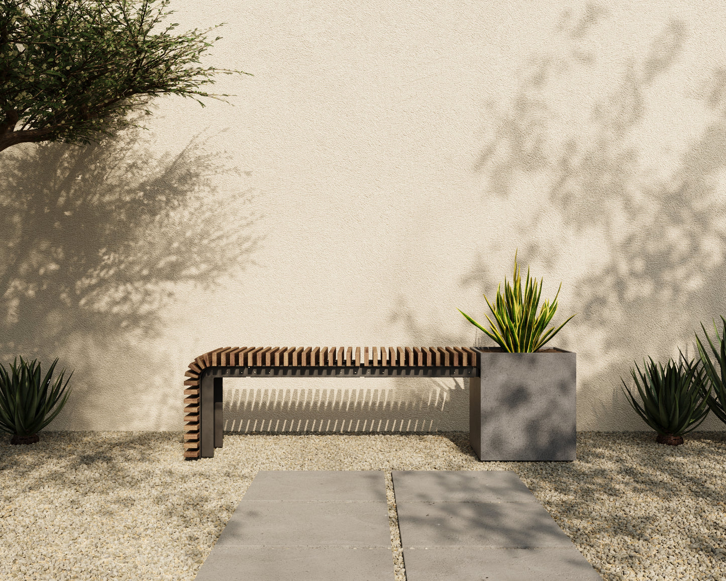 FLORA Outdoor Modular Bench with Planter // TEIL Collection