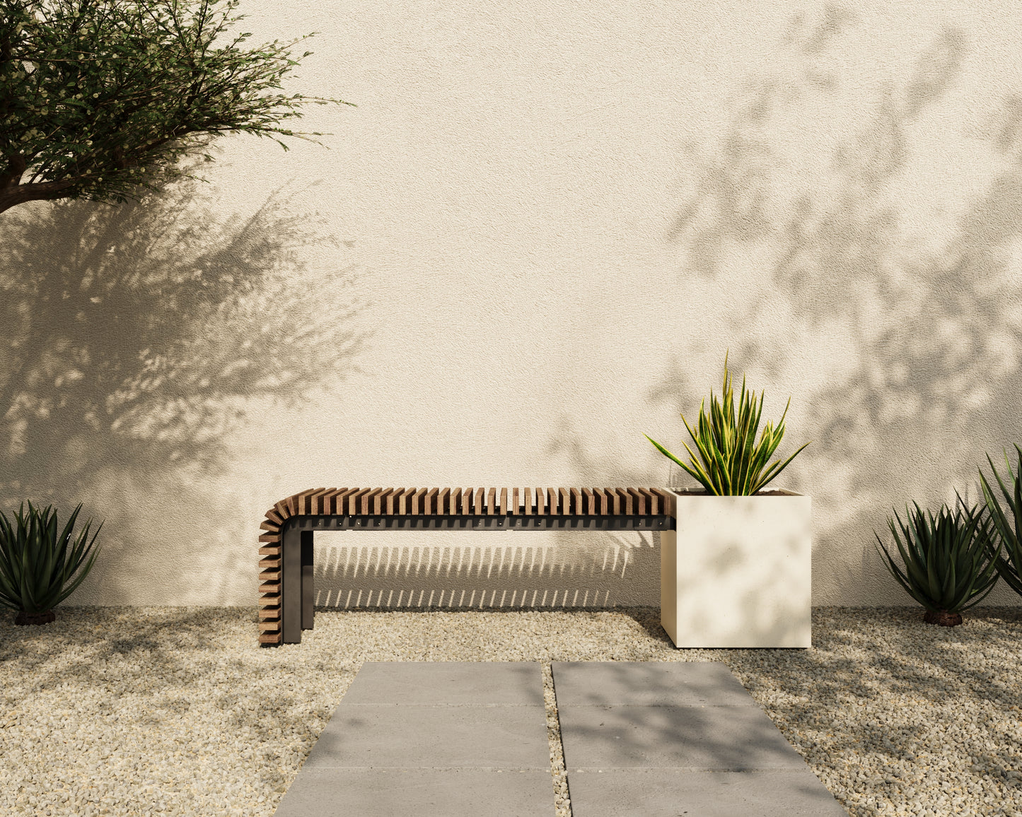 FLORA Outdoor Modular Bench with Planter // TEIL Collection