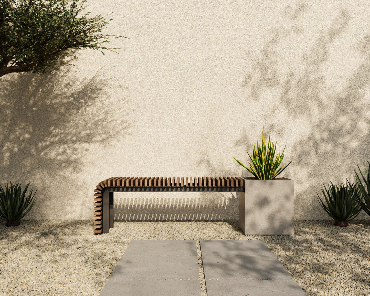 FLORA Outdoor Modular Bench with Planter // TEIL Collection