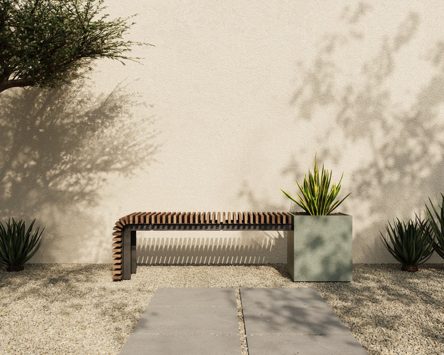 FLORA Outdoor Modular Bench with Planter // TEIL Collection