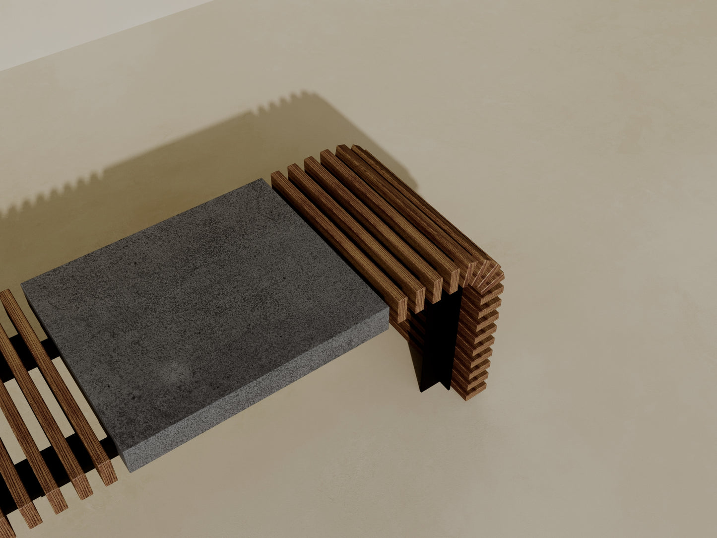 SOL Outdoor Modular Wood + Concrete Bench // TEIL Collection