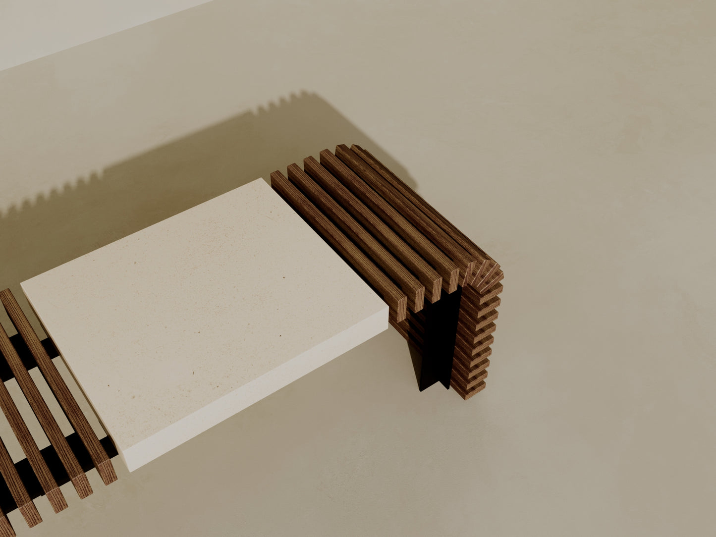 SOL Outdoor Modular Wood + Concrete Bench // TEIL Collection