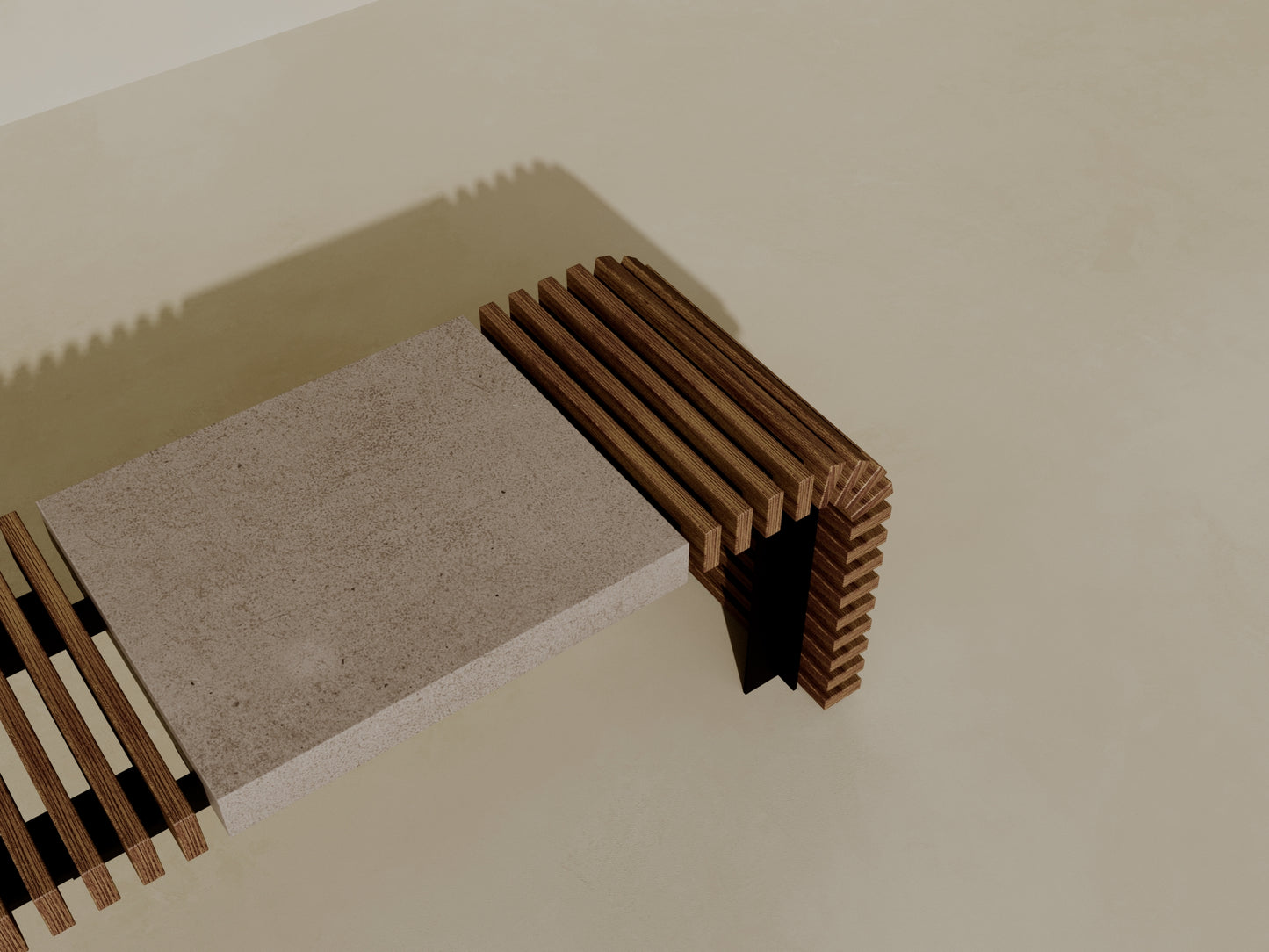 SOL Outdoor Modular Wood + Concrete Bench // TEIL Collection