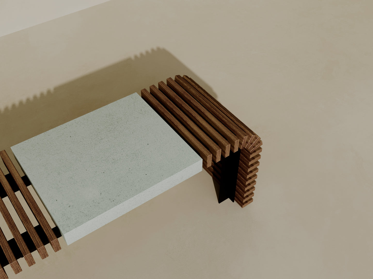 SOL Outdoor Modular Wood + Concrete Bench // TEIL Collection