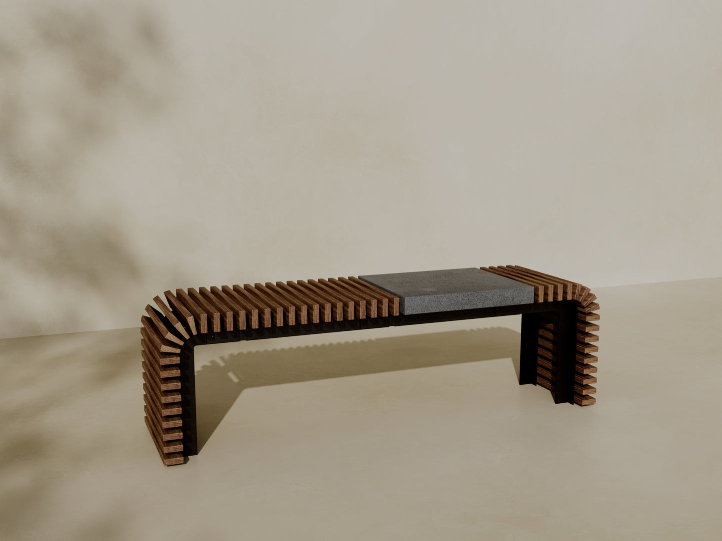 SOL Outdoor Modular Wood + Concrete Bench // TEIL Collection