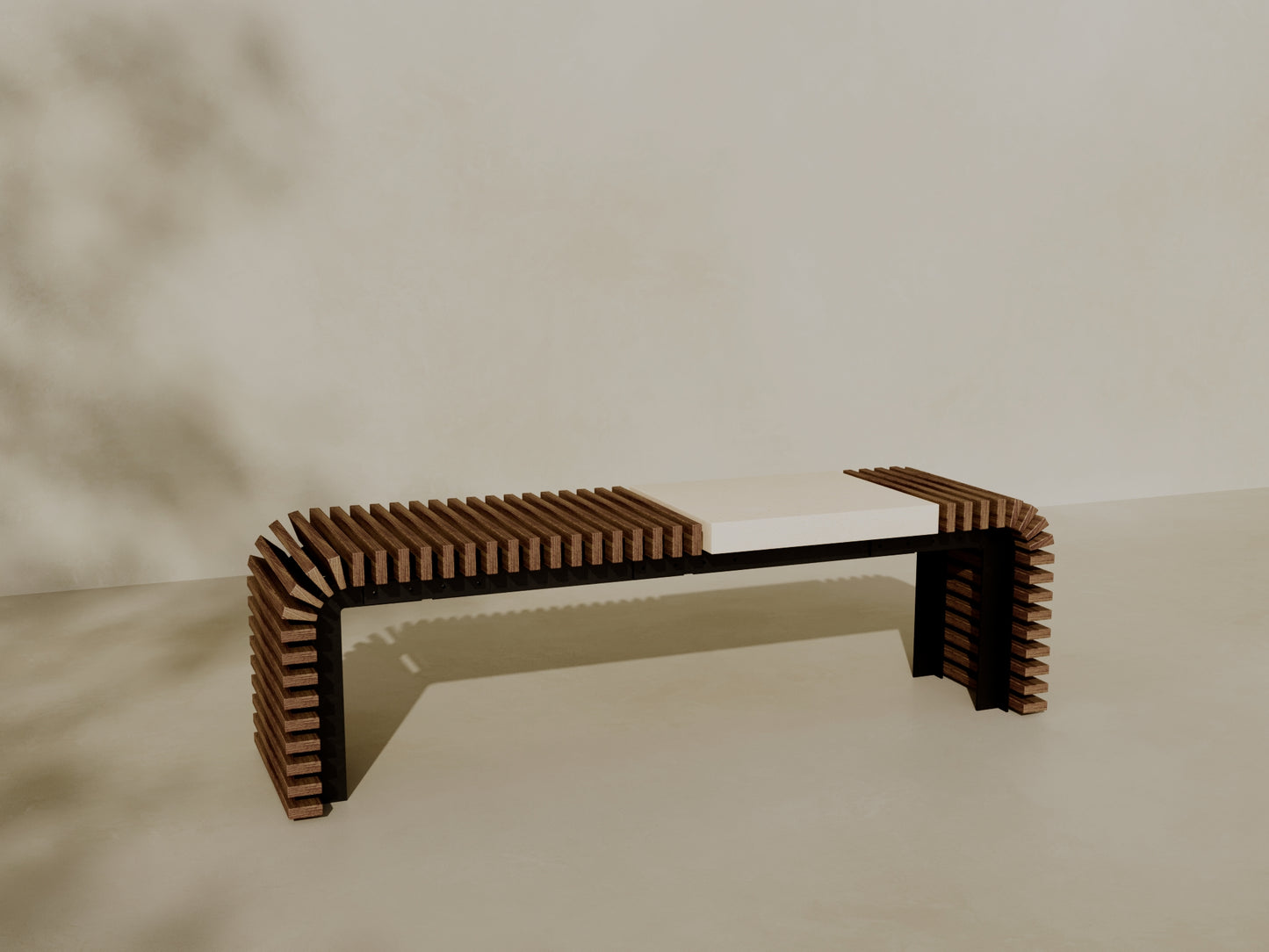 SOL Outdoor Modular Wood + Concrete Bench // TEIL Collection