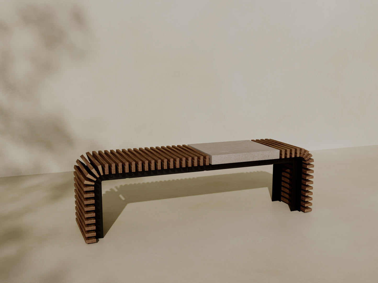SOL Outdoor Modular Wood + Concrete Bench // TEIL Collection