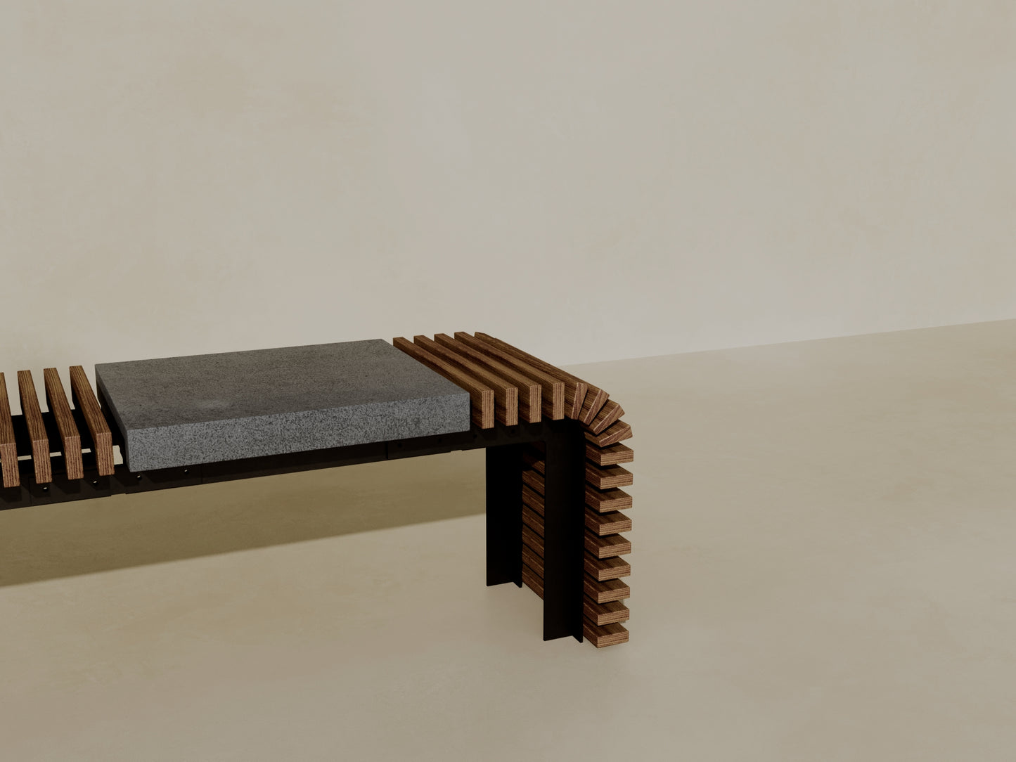 SOL Outdoor Modular Wood + Concrete Bench // TEIL Collection