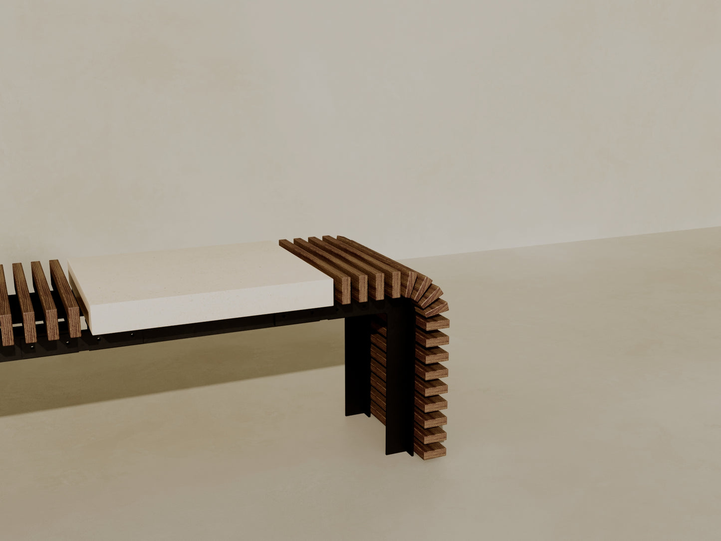 SOL Outdoor Modular Wood + Concrete Bench // TEIL Collection
