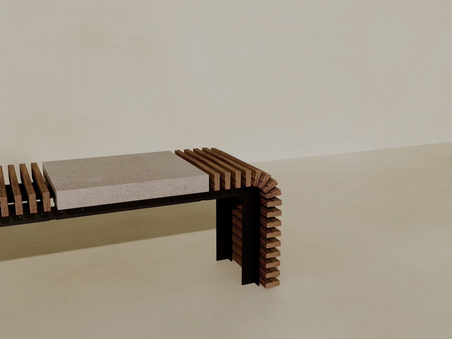 SOL Outdoor Modular Wood + Concrete Bench // TEIL Collection