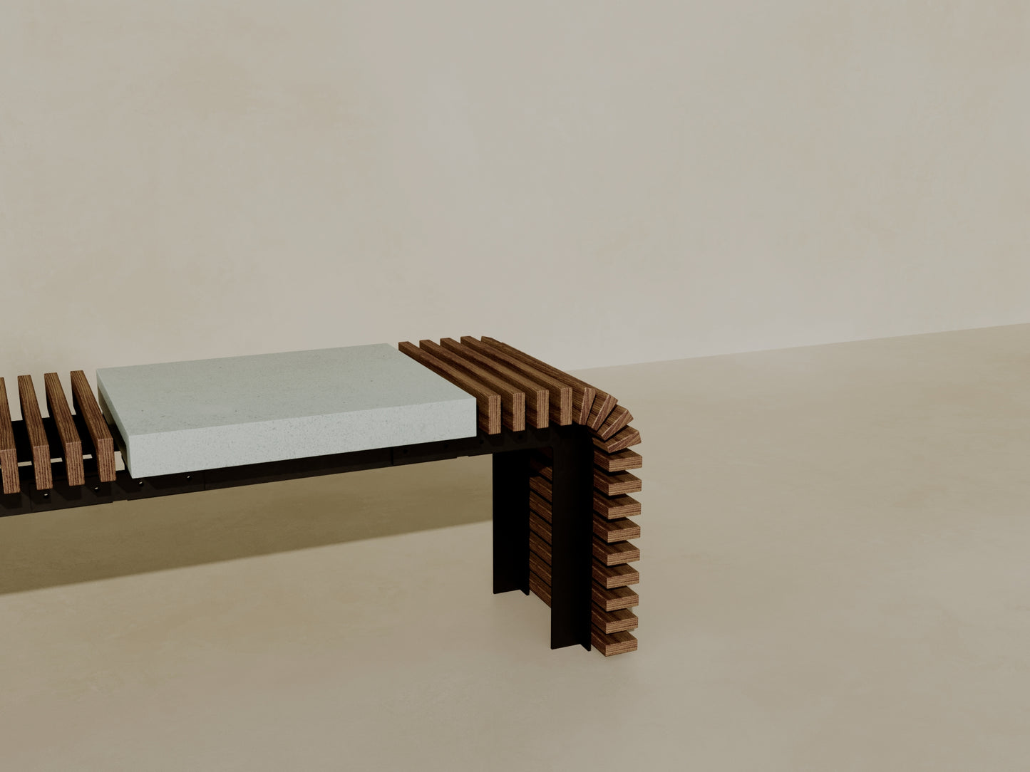 SOL Outdoor Modular Wood + Concrete Bench // TEIL Collection