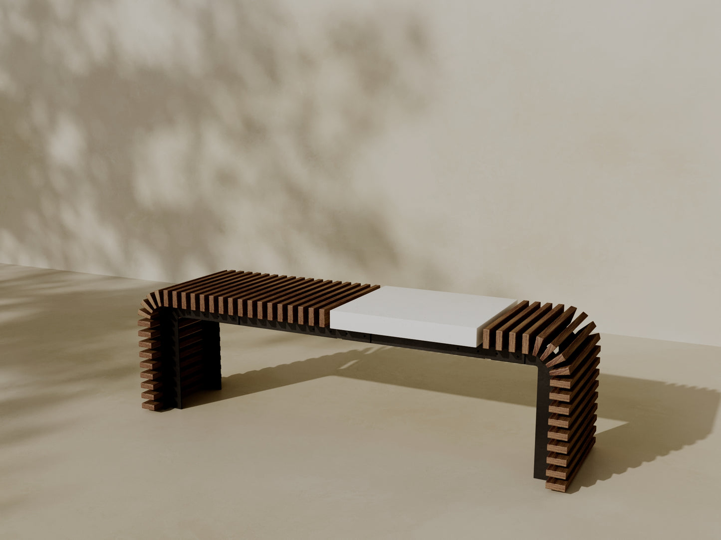 SOL Outdoor Modular Wood + Concrete Bench // TEIL Collection