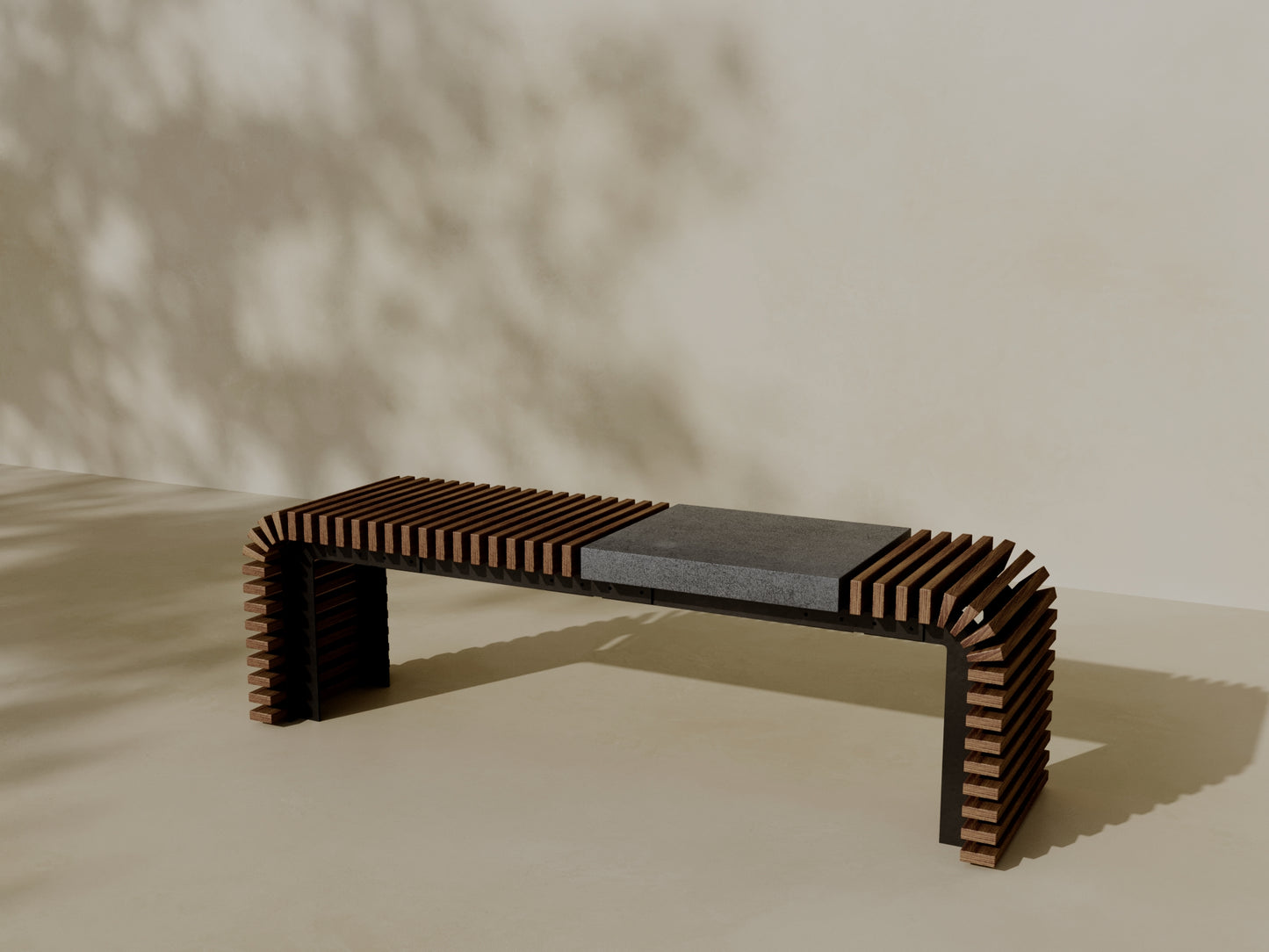 SOL Outdoor Modular Wood + Concrete Bench // TEIL Collection