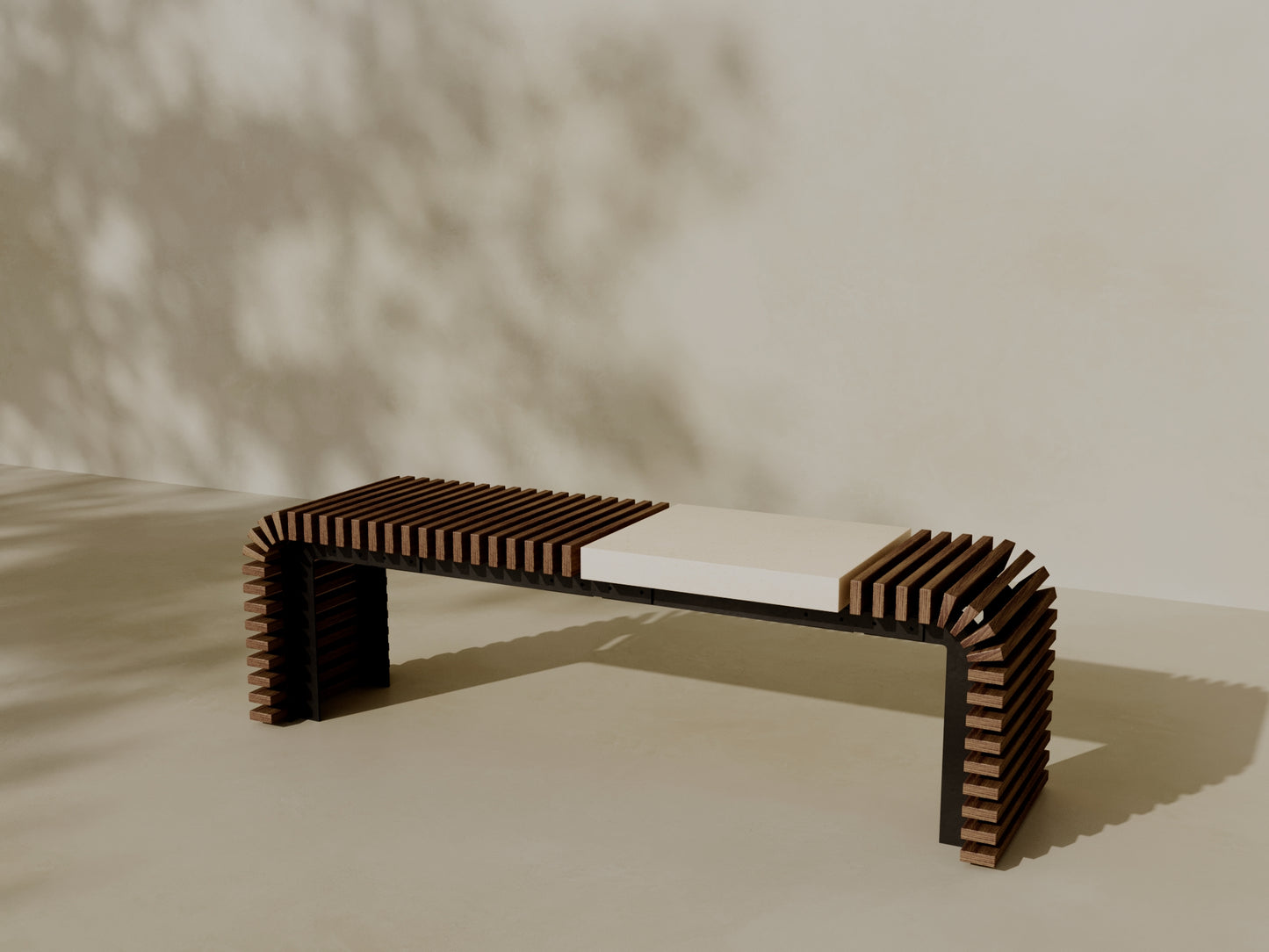 SOL Outdoor Modular Wood + Concrete Bench // TEIL Collection