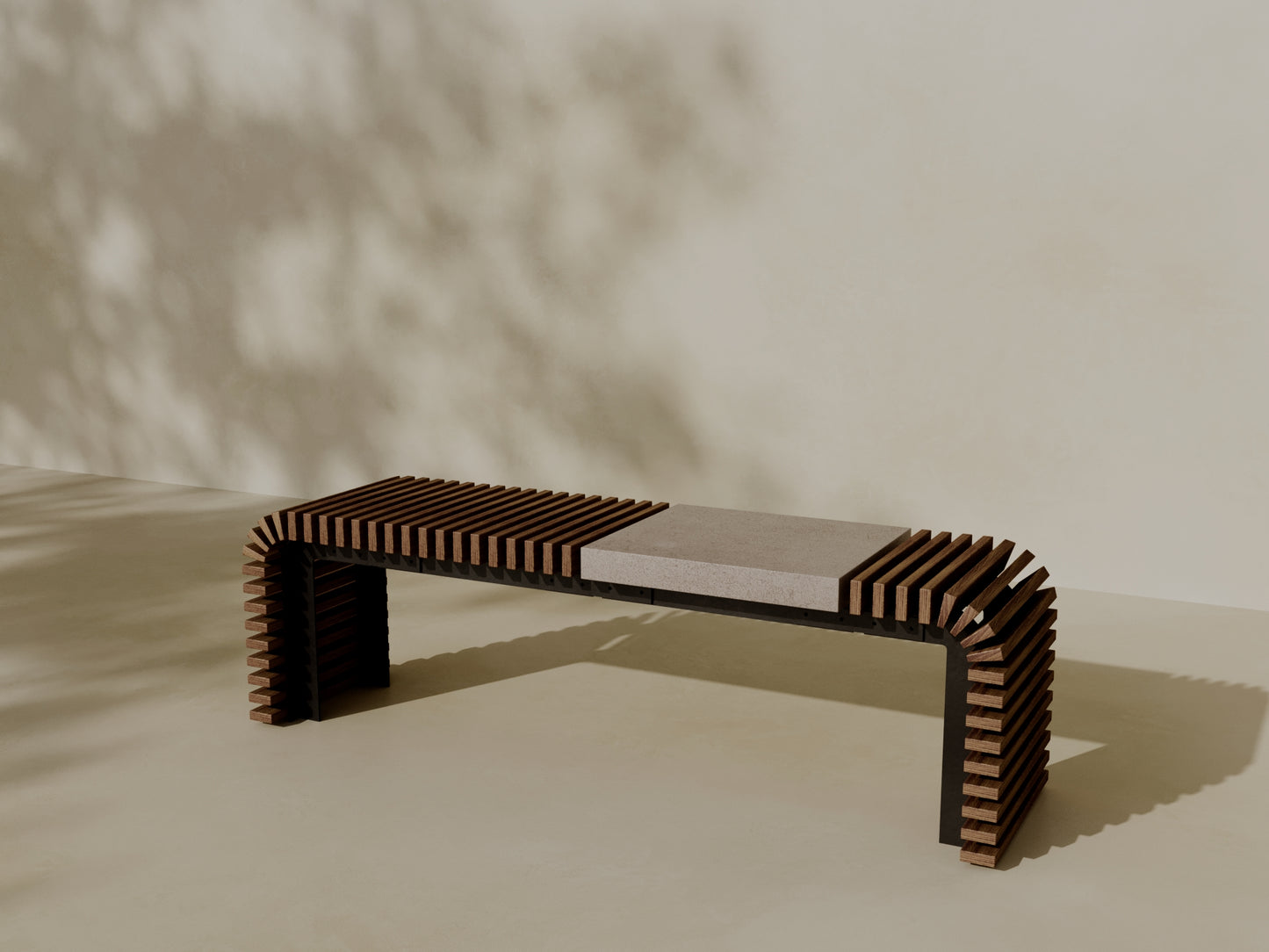 SOL Outdoor Modular Wood + Concrete Bench // TEIL Collection