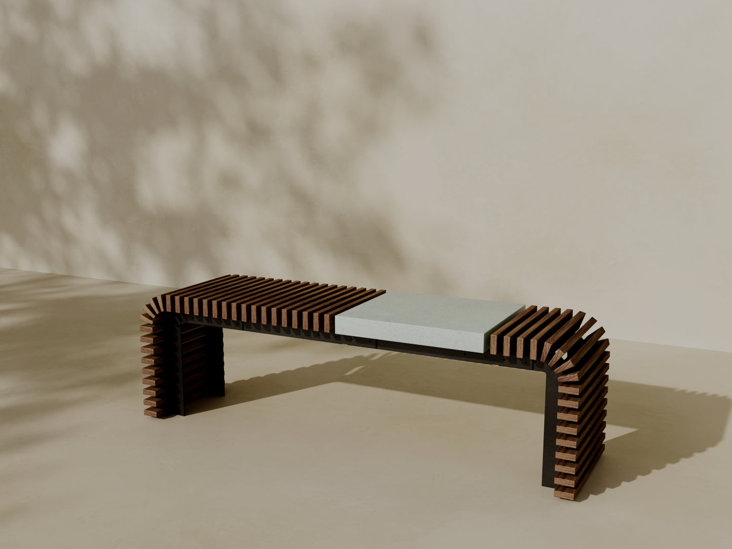 SOL Outdoor Modular Wood + Concrete Bench // TEIL Collection