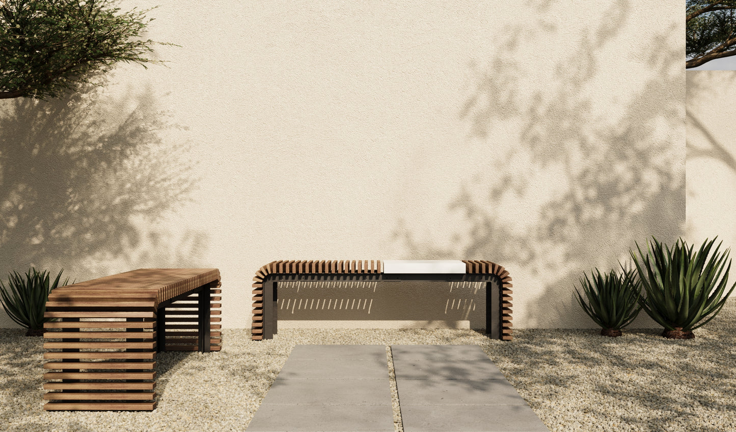 SOL Outdoor Modular Wood + Concrete Bench // TEIL Collection