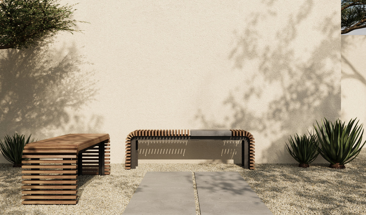 SOL Outdoor Modular Wood + Concrete Bench // TEIL Collection