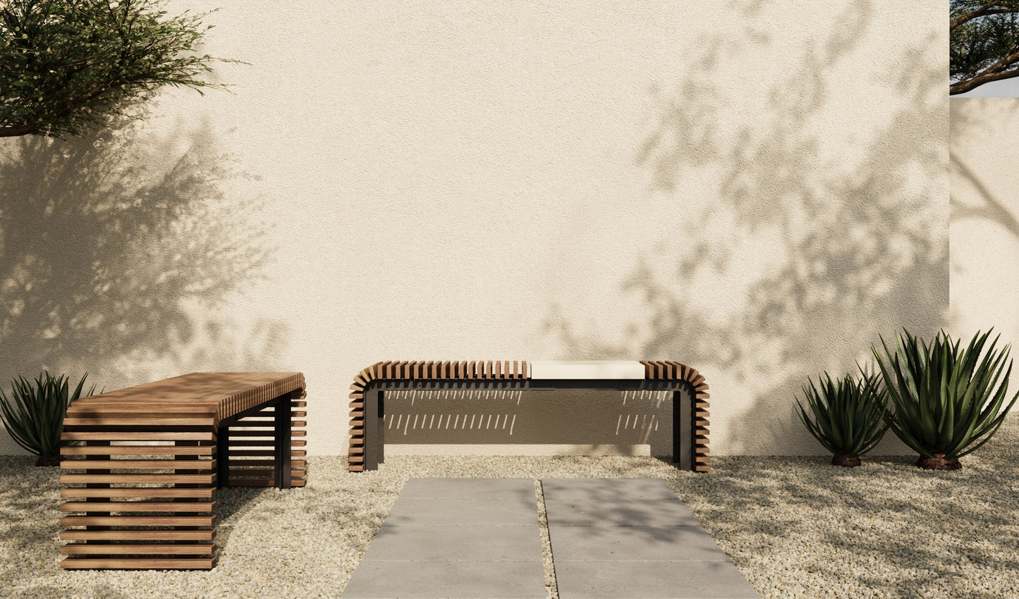 SOL Outdoor Modular Wood + Concrete Bench // TEIL Collection