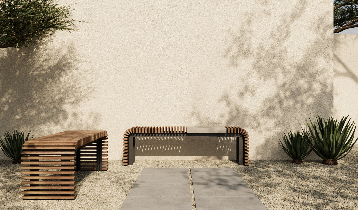 SOL Outdoor Modular Wood + Concrete Bench // TEIL Collection