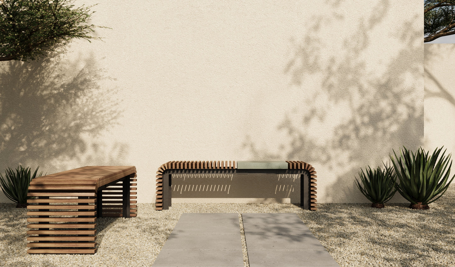 SOL Outdoor Modular Wood + Concrete Bench // TEIL Collection