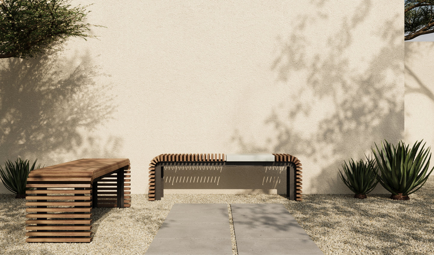 SOL Outdoor Modular Wood + Concrete Bench // TEIL Collection